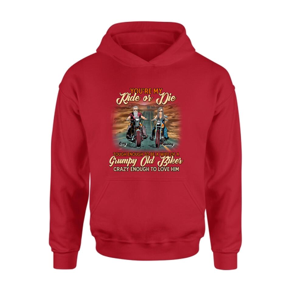Personalized Couple Biker Shirt/Pullover Hoodie - Gift Idea For Couple/Biker - You're My Ride Or Die