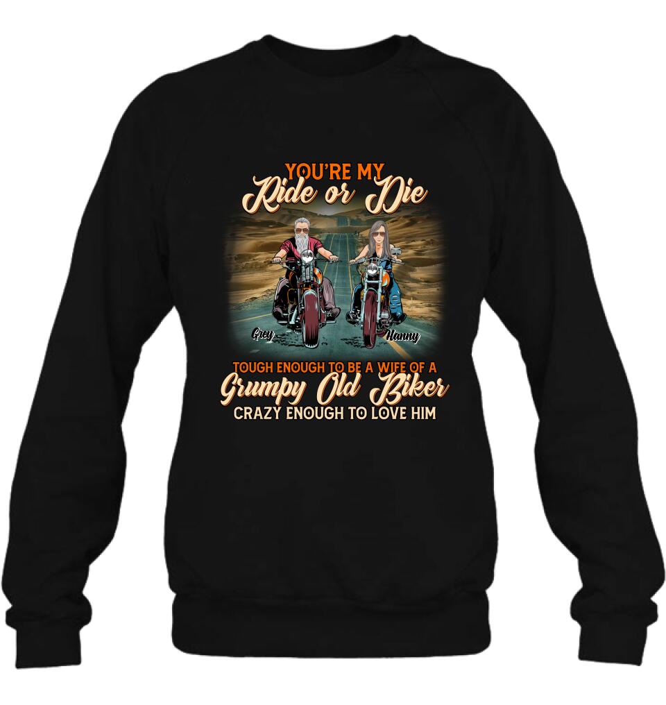 Personalized Couple Biker Shirt/Pullover Hoodie - Gift Idea For Couple/Biker - You're My Ride Or Die