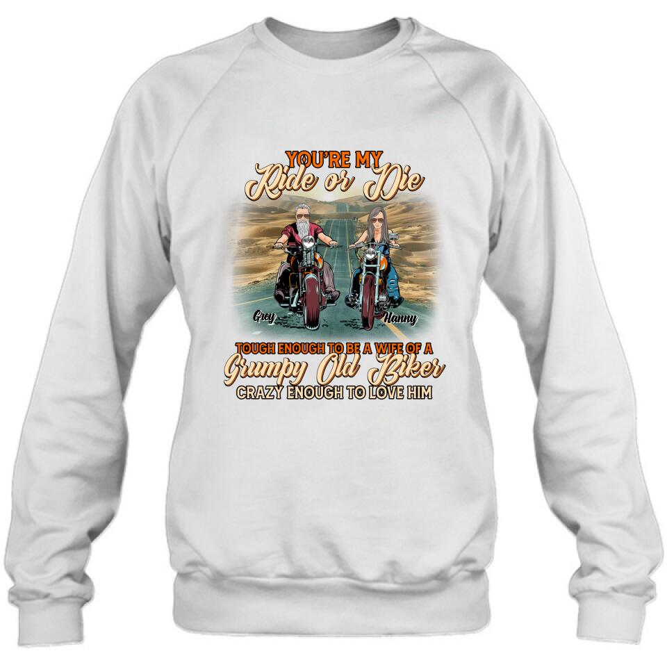 Personalized Couple Biker Shirt/Pullover Hoodie - Gift Idea For Couple/Biker - You're My Ride Or Die