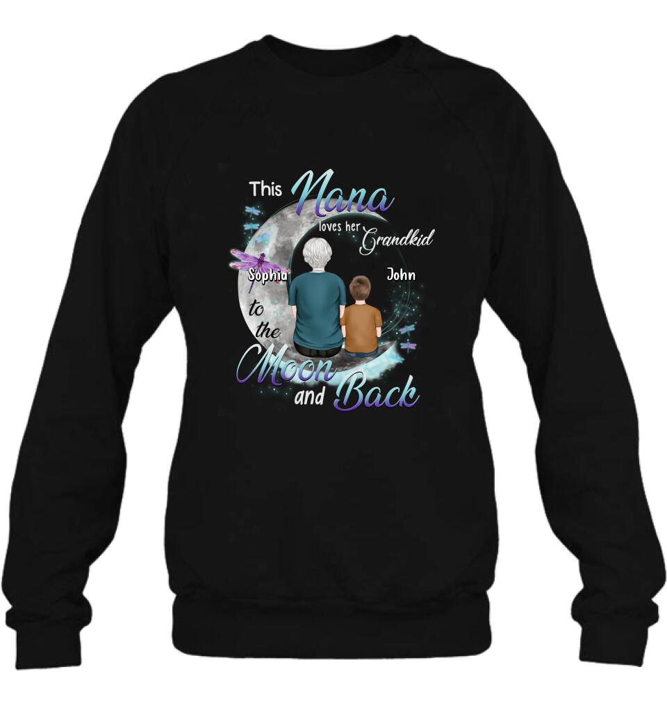 Personalized Grandma Shirt - Up to 4 Kids - Mother's Day Gift For Grandma - This Nana Loves Her Grandkid To The Moon And Back