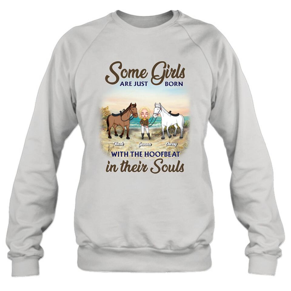 Personalized Horse Lady Unisex T-shirt/Hoodie/Sweatshirt - Gift For Horse Lovers/Mother's Day Gift - Some Girls Are Just Born With The Hoofbeat In Their Souls