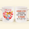 Personalized Couple Valentine Coffee Mug - Valentine's Day Gift For Couple - Husband & Wife Annoying Each Other For 15 Years And Still Going Strong