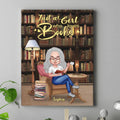Personalized Reading Book Girl Vertical Canvas - Gift For Reading Lovers - Just One More Chapter