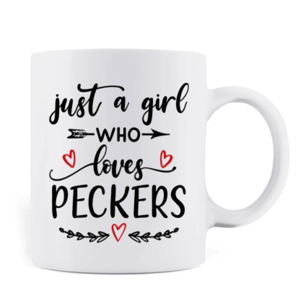 Personalized Chickens Mug - Up to 5 Chickens - Just A Girl Who Loves Peckers