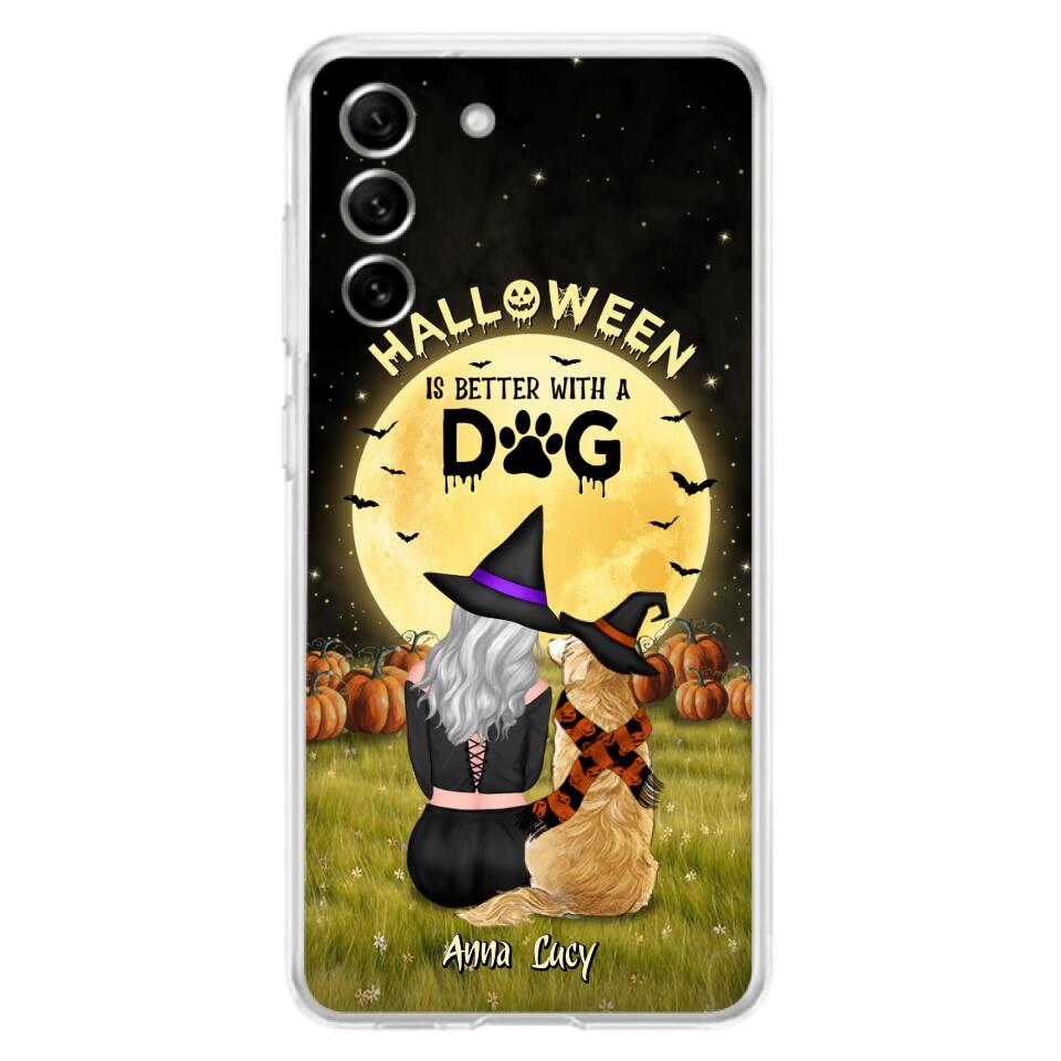 Custom Personalized Halloween Phone Case for iPhone/ Samsung - Gift Idea For Dog Owner with up to 4 Dogs - Halloween Is Better With A Dog