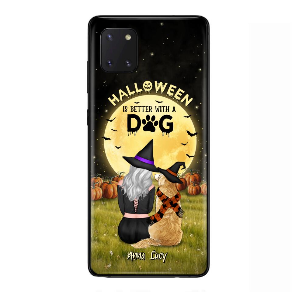 Custom Personalized Halloween Phone Case for iPhone/ Samsung - Gift Idea For Dog Owner with up to 4 Dogs - Halloween Is Better With A Dog
