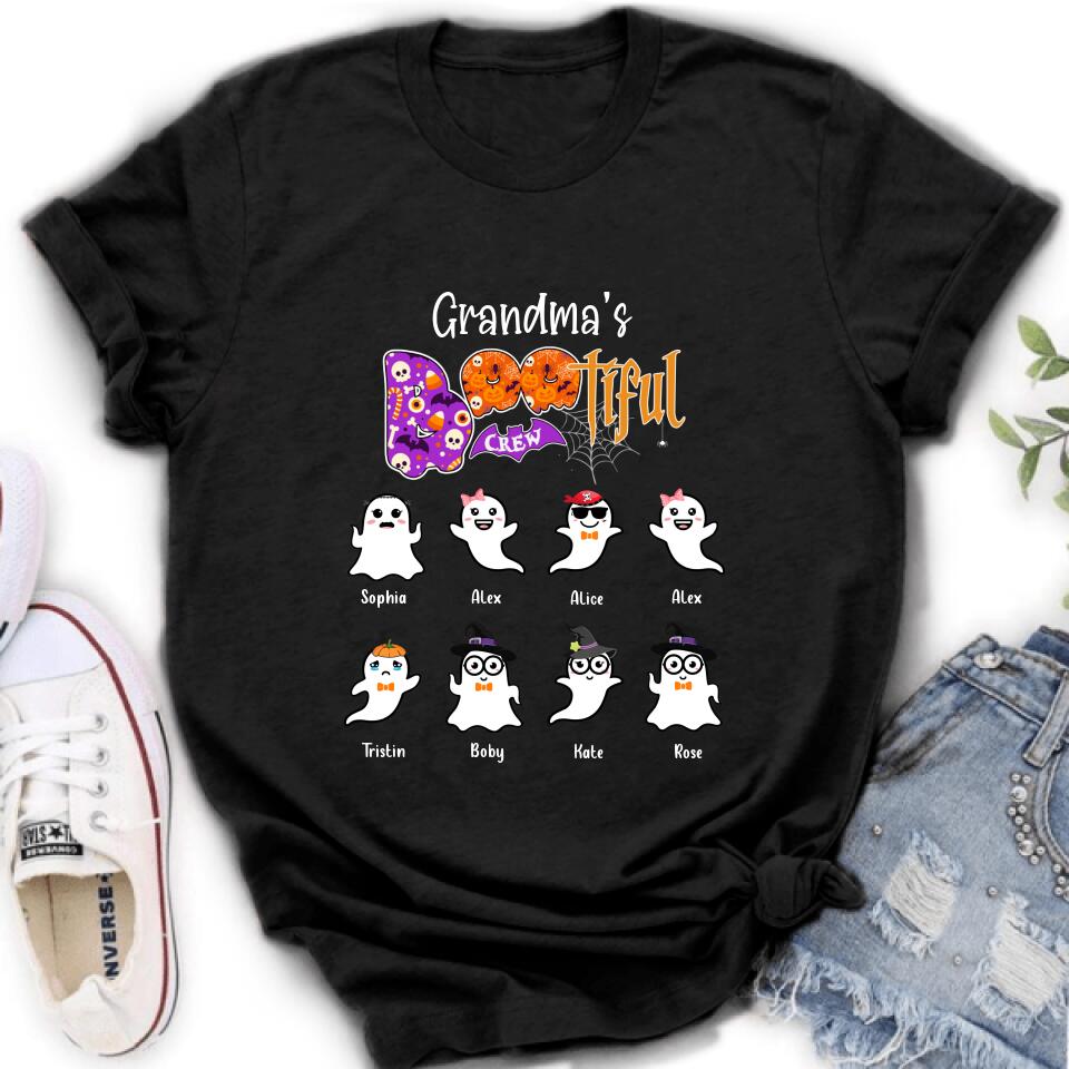 Personalized Grandma T-shirt - Gift For Grandmother With Up to 8 Kids - Grandma's Bootiful Crew