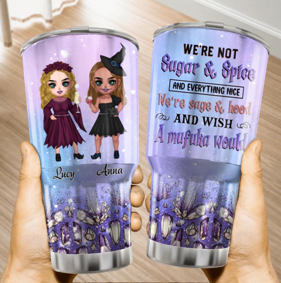 Personalized Besties Witches Irregular Tumbler - Halloween Gift For Friends - We're Not Sugar & Spice
