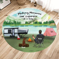 Personalized Camping Foldable Round Rug - Adult/Couple/Parents With Up to 4 Kids And 4 Pets - Gift Idea For Camping Lover - Making Memories One Campsite At A Time