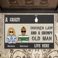 Personalized Chickens Doormat - Up to 7 Chickens - A Crazy Chicken Lady And A Grumpy Old Man Live Here