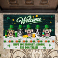Personalized St Patrick's Day Dog Doormat - Up to 5 Dogs - Gift Idea For St Patrick's Day - Welcome Hope You Brought Beer And Dog Treats