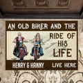 Custom Personalized Couple Biker Doormat - Gift Idea For Couple - An Old Biker And The Ride Of His Life Live Here