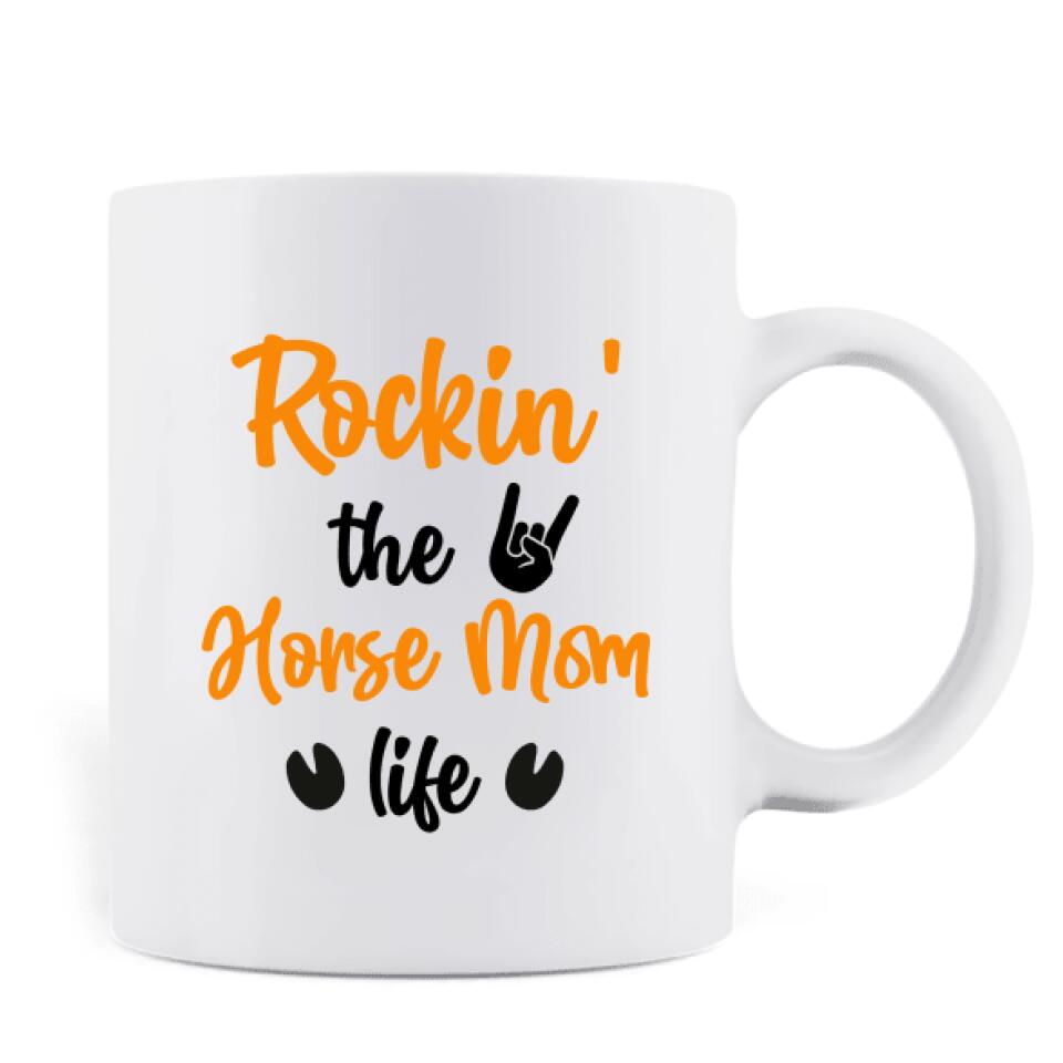 Personalized Horse Mom In Autumn Mug - Girl With Up to 3 Horses - Best Gift For Horse Lover - Rocking The Horse Mom Life