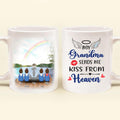 Personalized Memorial Grandpa/Grandma Mug - Up to 4 Kids - Best Gift For Family - My Grandma Sends Me Kiss From Heaven - FD4SD8