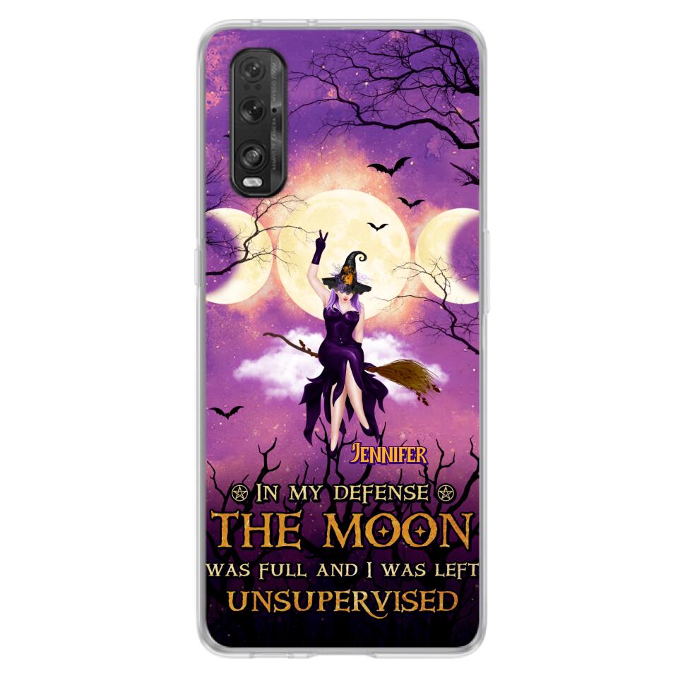 Custom Personalized Witch Riding Broom Phone Case - Halloween Gift Idea For Friends - In My Defense The Moon Was Full And I Was Left Unsupervised - Case For Xiaomi, Oppo And Huawei