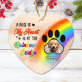 Personalized Memorial Photo Heart Ornament - Up to 3 Photos - Memorial Gift Idea For Christmas/Loss Of Dogs - A Piece Of My Heart Is At The Rainbow Bridge