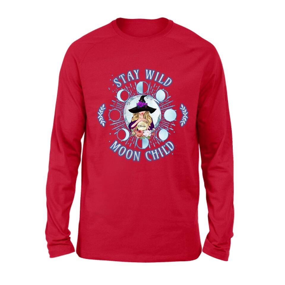 Custom Personalized Witch T-shirt/ Long Sleeve/ Sweatshirt - Halloween Gift Idea - Stay Wild Moon Child