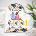 Personalized Mom Heart-Shaped Acrylic Plaque - Children With Up to 2 Pets - Mother's Day Gift For Mom - We Love You