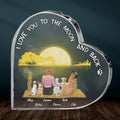 Personalized Girl & Pet Moon Light Acrylic Plaque - Gift Idea For Pet Lover with up 5 Pets - I Love You To The Moon and Back
