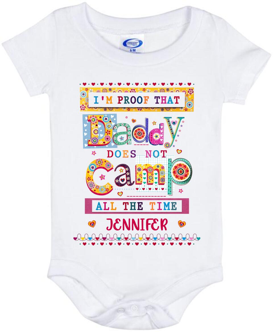 Personalized Daddy Baby Onesie - Gift Idea For Father's Day 2023 - Daddy Doesn't Camp All The Time