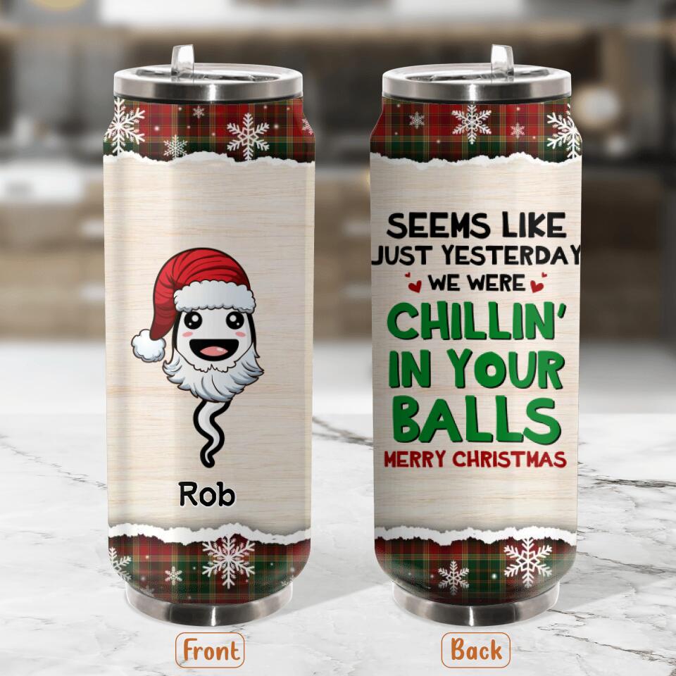 Personalized Dad Soda Can Tumbler - Up to 7 Kids - Christmas Gift Idea For Father - Merry Christmas From Your Swimming Champion