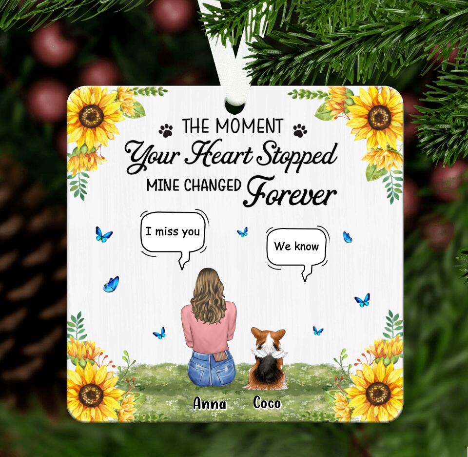 Custom Personalized Pet Mom/Dad Square Ornament - Gift Idea For Pet Lover with up to 4 Pets - The Moment Your Heart Stopped Mine Changed Forever