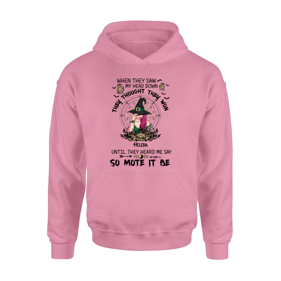 Custom Personalized Witch Shirt/ Hoodie - Gift Idea For Halloween - When They Saw My Head Down They Thought They Won