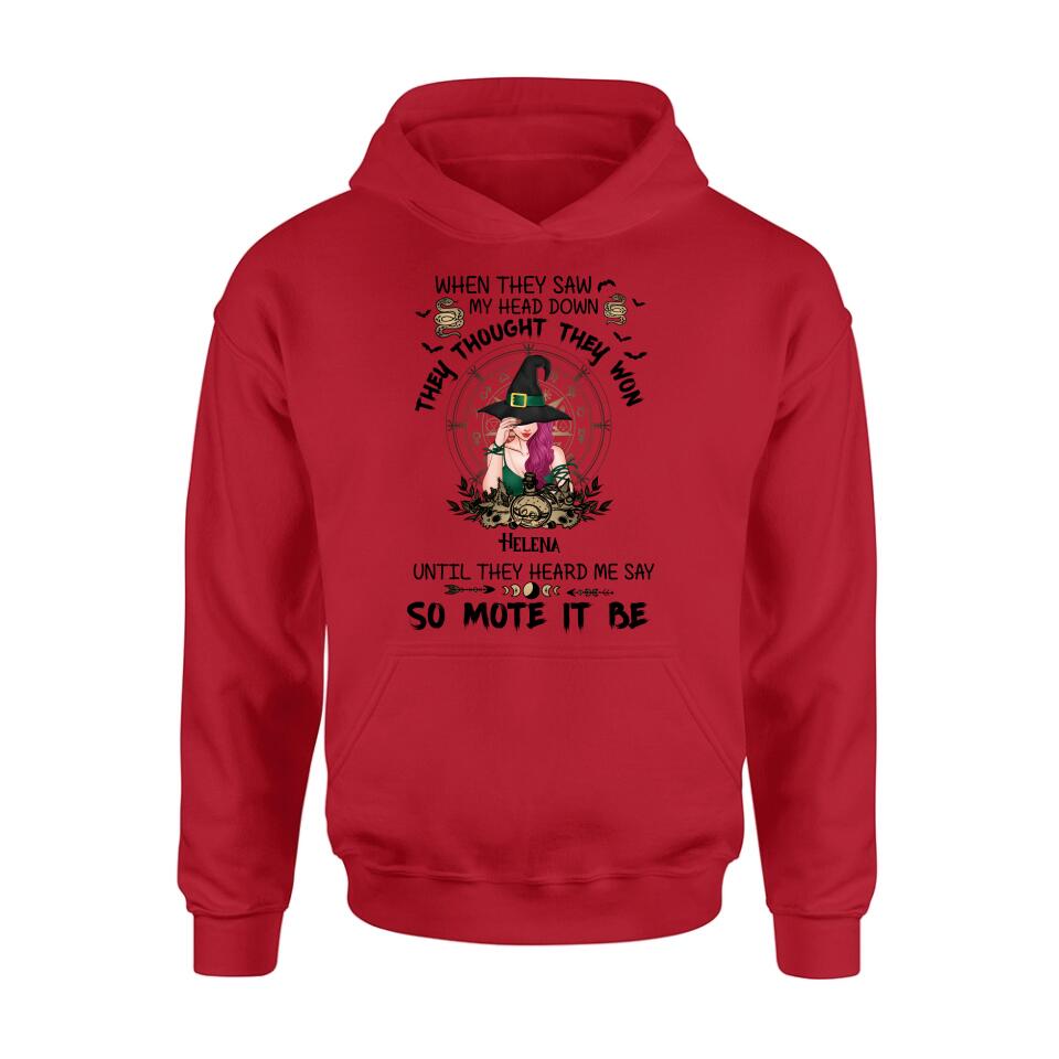 Custom Personalized Witch Shirt/ Hoodie - Gift Idea For Halloween - When They Saw My Head Down They Thought They Won
