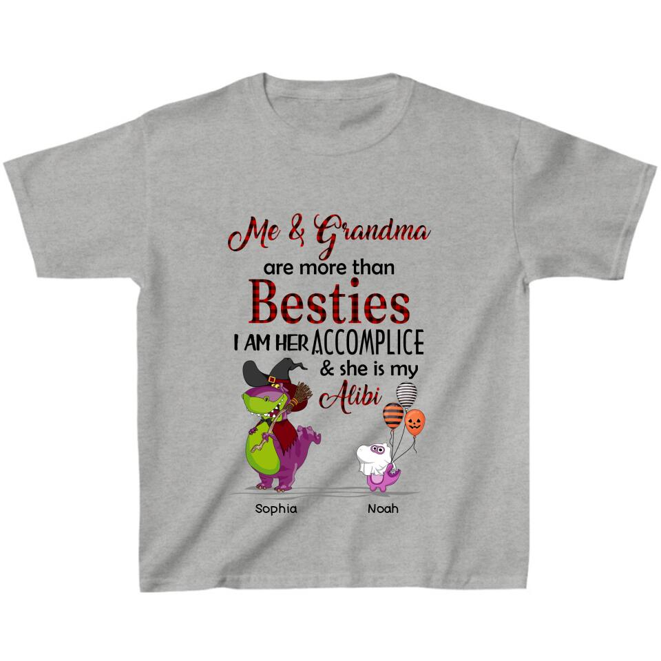 Personalized Grandma & Grandkid Dinosaur T-shirt - Halloween Gift For Grandkids - Me & Grandma Are More Than Besties