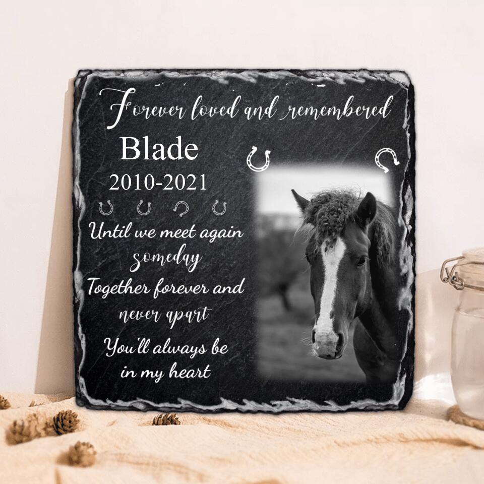 Personalized Memorial Horse Photo Square Lithograph - Memorial Gift Idea For Horse Lovers - Forever Loved And Remembered