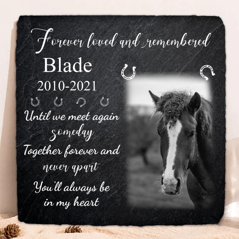 Personalized Memorial Horse Photo Square Lithograph - Memorial Gift Idea For Horse Lovers - Forever Loved And Remembered