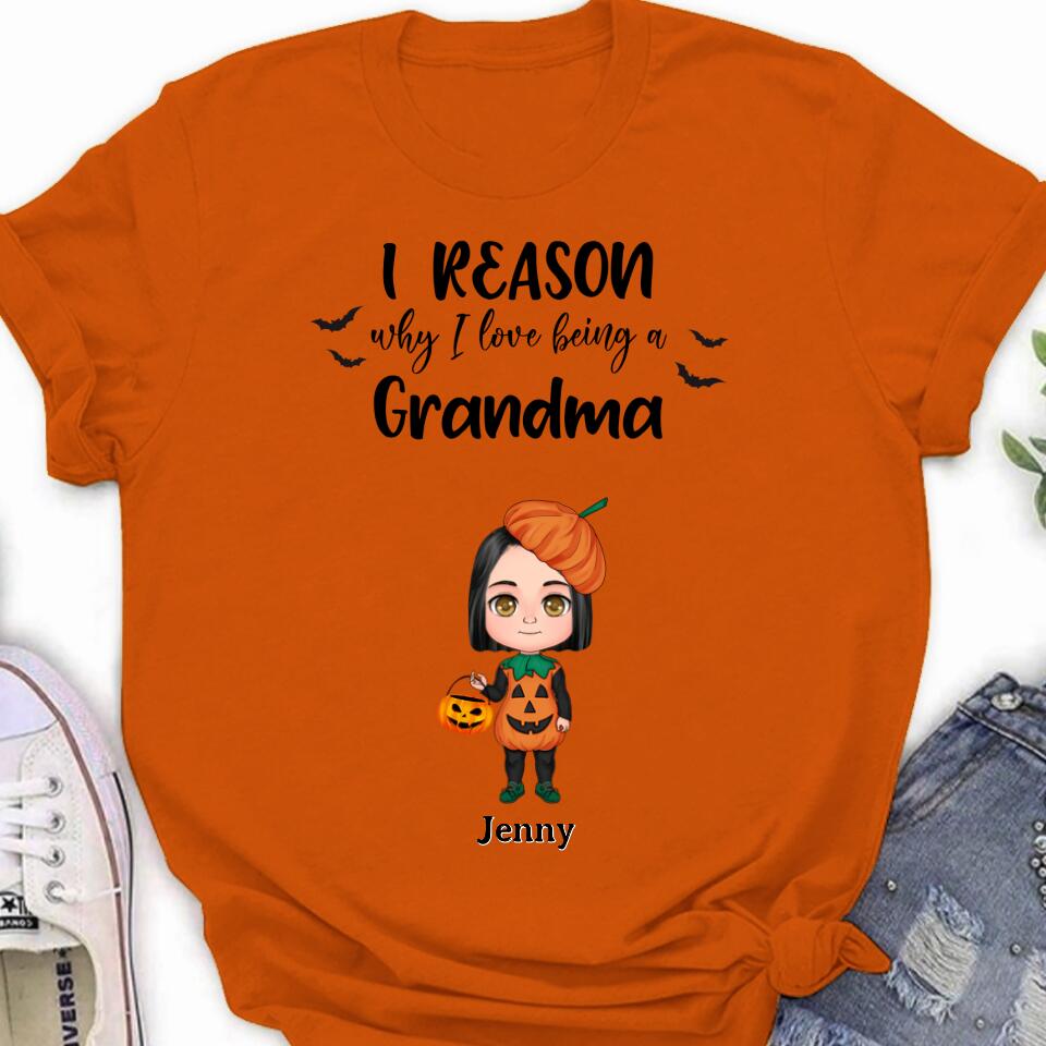Personalized Halloween Kids Shirt - Up to 10 Kids - Halloween Gift Idea For Grandma/Granpa - Reason Why I Love Being A Grandma
