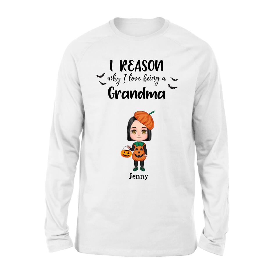 Personalized Halloween Kids Shirt - Up to 10 Kids - Halloween Gift Idea For Grandma/Granpa - Reason Why I Love Being A Grandma