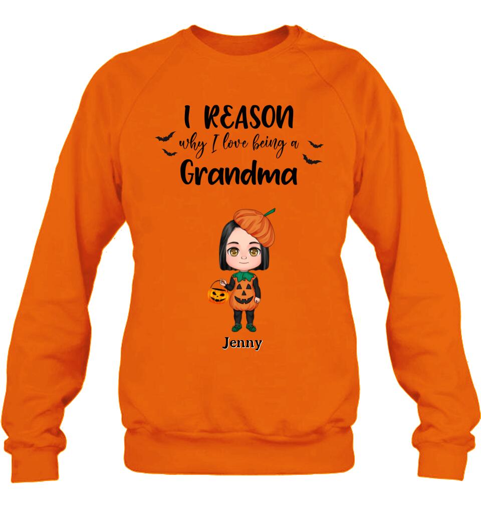 Personalized Halloween Kids Shirt - Up to 10 Kids - Halloween Gift Idea For Grandma/Granpa - Reason Why I Love Being A Grandma