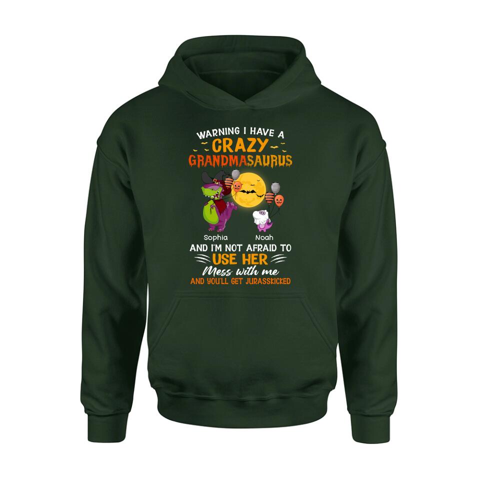 Personalized Grandmasaurus Shirt - Up to 6 Kids - Halloween Gift For Grandma - Warning I Have A Crazy Grandmasaurus