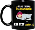 Personalized Lazy Pet Mom Coffee Mug - Gift For Dog Lovers, Cat Lovers with up to 6 Pets - The First Things I See Every Morning Are Pets