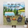 Personalized Camping Blanket - Gift For The Whole Family - Couple With Up To 6 Pets & 6 Kids - Fill Your Life With Adventures