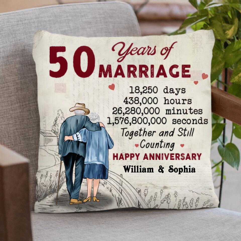 Personalized Couple Anniversary Pillow Cover - Gifts Idea For Wedding Anniversary - Together And Still Counting
