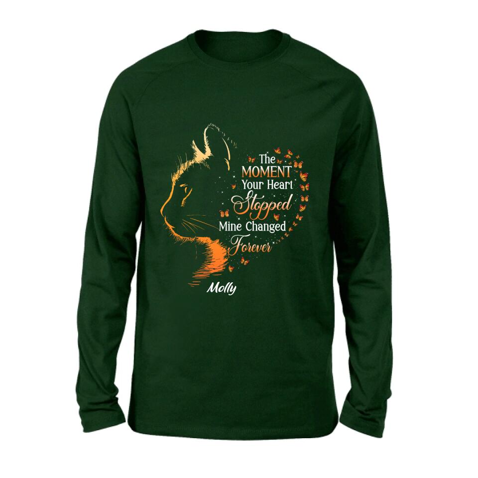 Personalized Memorial Cat Shirt/ Hoodie - Memorial Gift For Loss Of Cat - The Moment Your Heart Stopped Mine Changed Forever