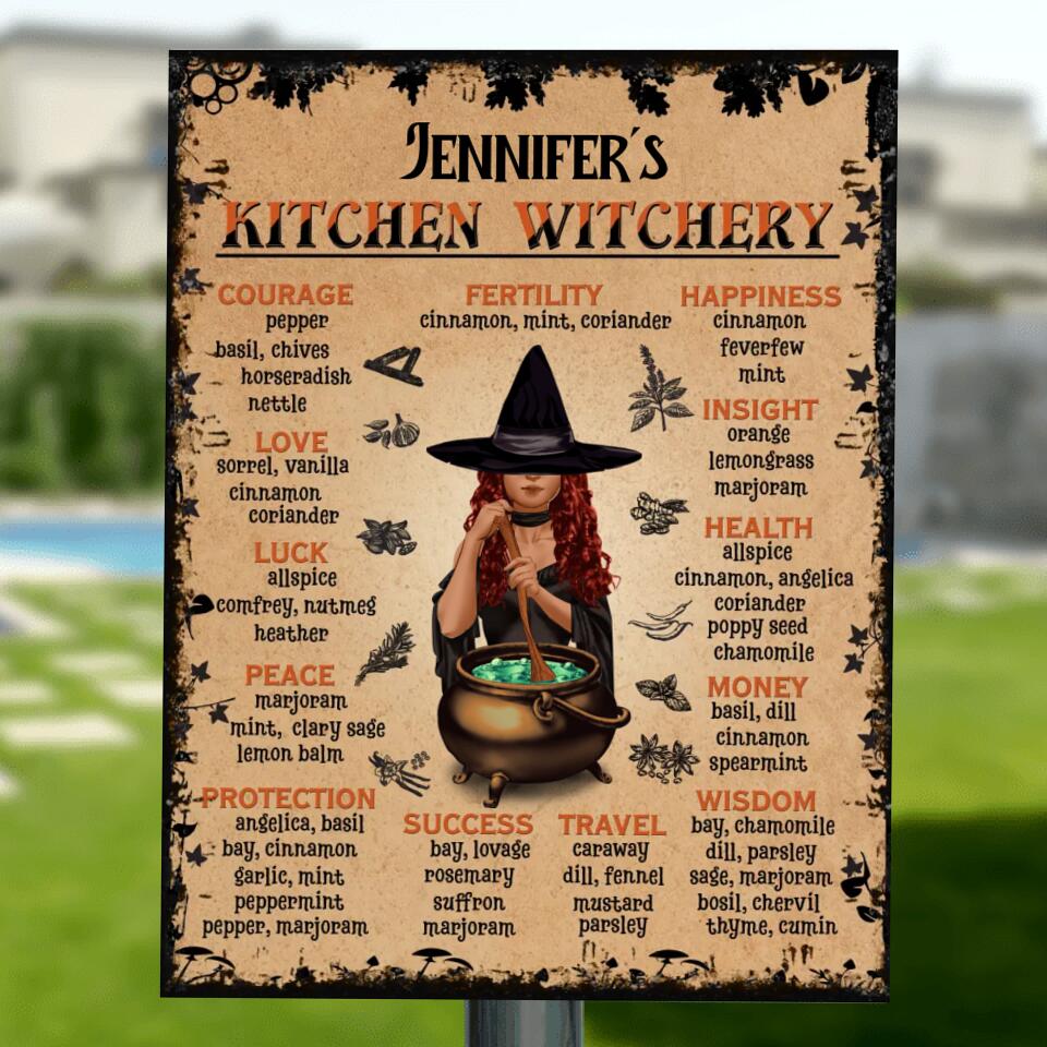 Personalized Kitchen Witchery Metal Sign - Gift Idea For Halloween/Witches/Friends