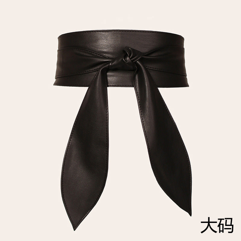 Amazon Cross-border Women's Wide Waist Cover Soft All-match Elegant Bow Ribbon Super Long In Stock Tie Belt