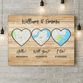 Custom Personalized Map Anniversary Canvas - Anniversary Gift Idea For Couple - Hello, Will You, I Do