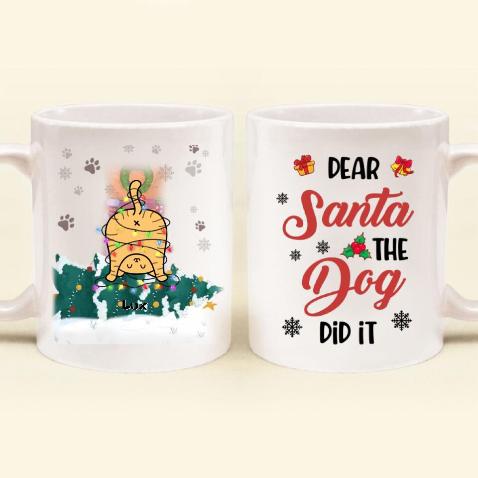 Personalized Cat Butt Coffee Mug - Gift Idea For Christmas/Cat Lover with up to 5 Cats - Dear Santa The Dog Did It