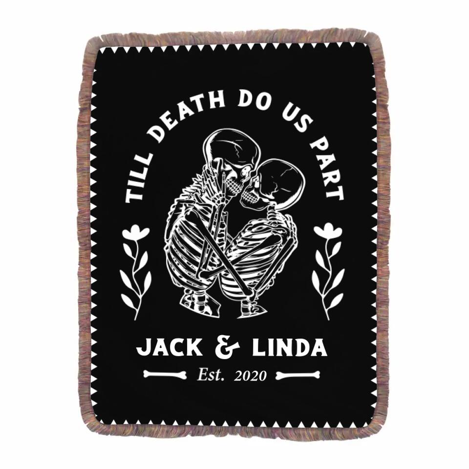 Custom Personalized Halloween Fringe Blanket - Gift Idea For Couple - Till Death Do Us Part