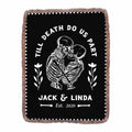 Custom Personalized Halloween Fringe Blanket - Gift Idea For Couple - Till Death Do Us Part