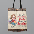 Custom Personalized Reading Canvas Bag - Gift Idea For Book Lover/ Friends - In My Dream World, Books Are Free and Reading Makes You Thin