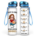 Personalized Reading Girl Water Tracker Bottle - Gift Idea for Book Lover - Just A Girl Who Loves Books