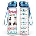 Personalized Front Dog Water Tracker Bottle - Gift Idea For Dog Lovers with up to 4 Dogs - Drink Your Doggone Water