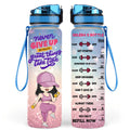 Personalized Fitness Girl Water Tracker Bottle - Gift Idea For Fitness Lovers - Never Give Up Because Great Things Take Time