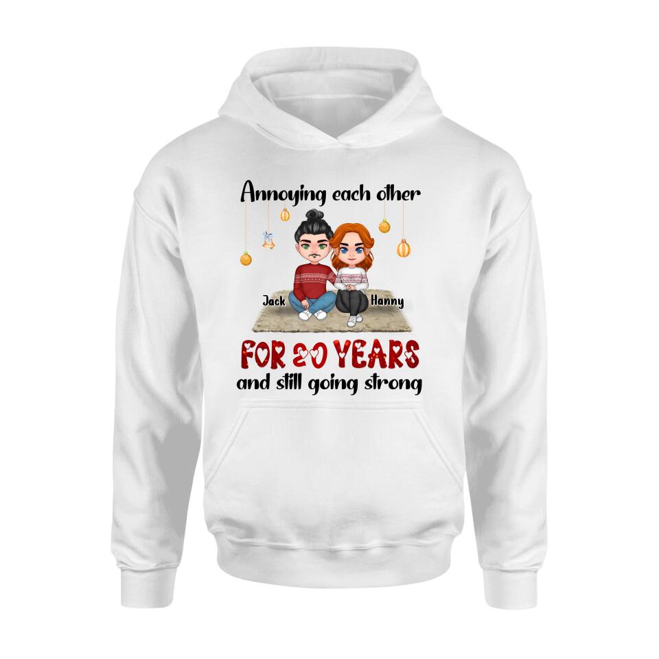 Personalized Couple Christmas T-shirt/Long Sleeve/Sweatshirt/Hoodie - Christmas Gift For Married Couples - Annoying Each Other For 20 Years And Still Going Strong